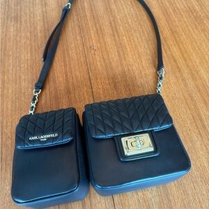 Karl Lagerfeld Dual Black Quilted Crossbody Bag